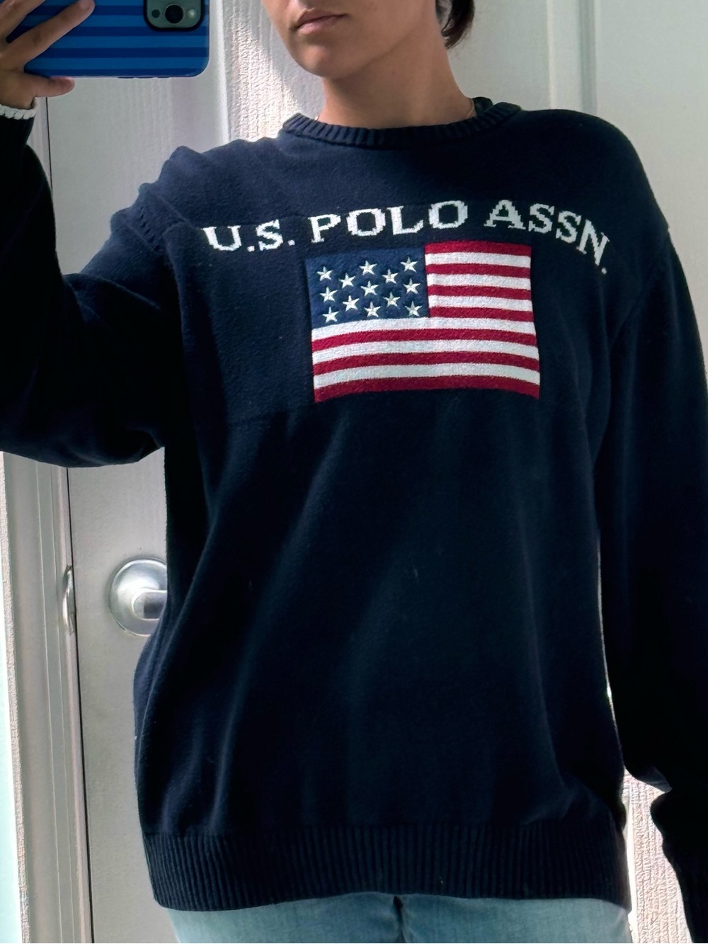 U.S. Polo Assn. Navy Flag Crewneck Sweater